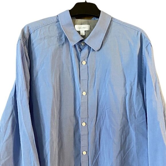 Calvin Klein Button Front Blue Long Sleeve Shirt Size Large - Picture 6 of 8